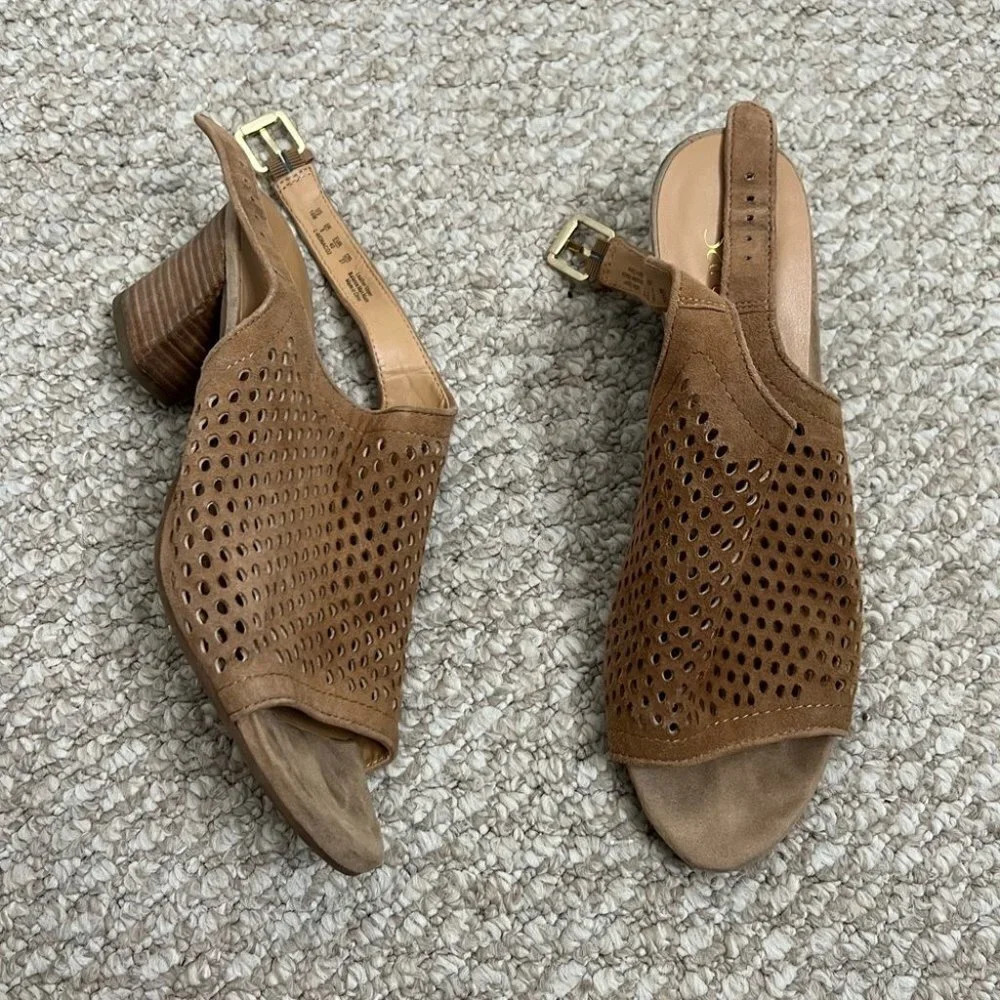 Franco Sarto Tan Perforated Sandals
